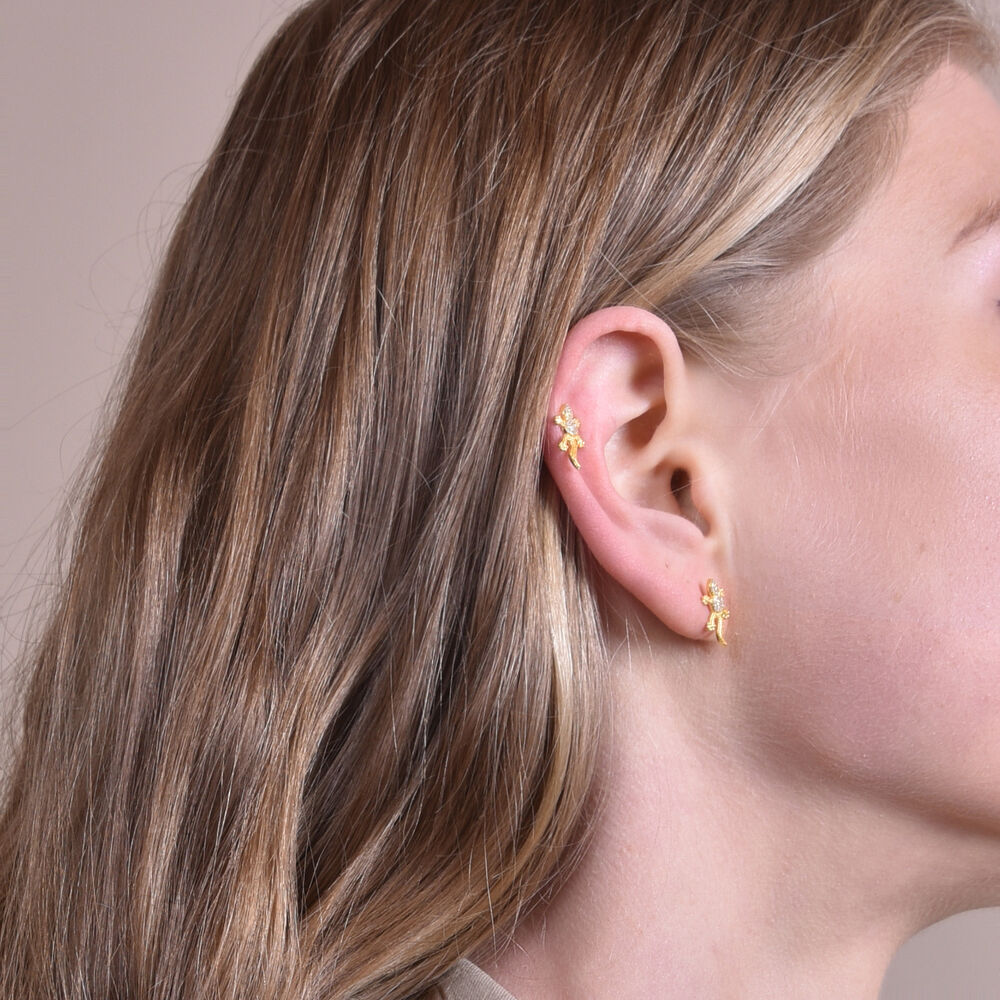Culturesse Gwynn Gold Filled Gecko Screw Back Earrings