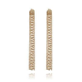 Culturesse Elizabeth Diamante Gold Tassel Earrings