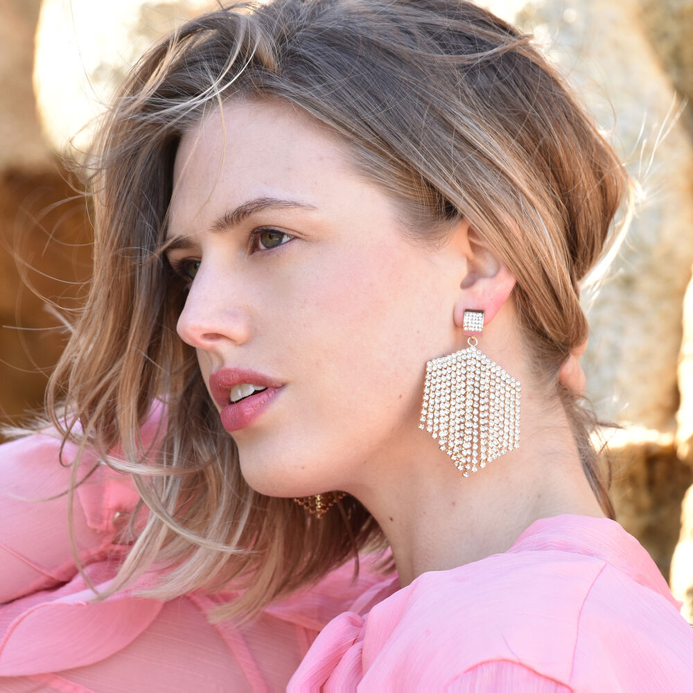 Culturesse Claude Shimmering Golden Tassel Earrings