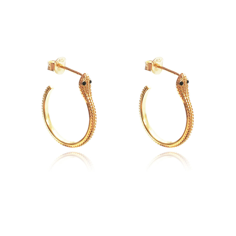 Culturesse Philomena Gold Vermeil Serpent Hoop Earrings