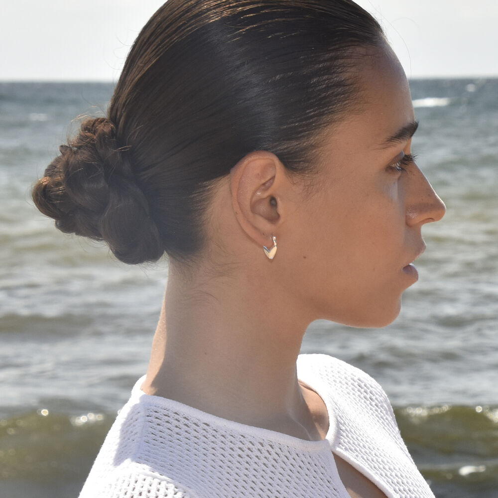 Culturesse Femi Classic Heart Huggie Earrings (Silver)