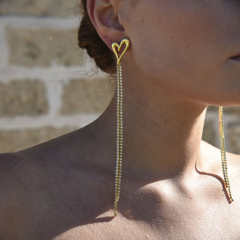 Culturesse Lucian Gold Heart String Earrings