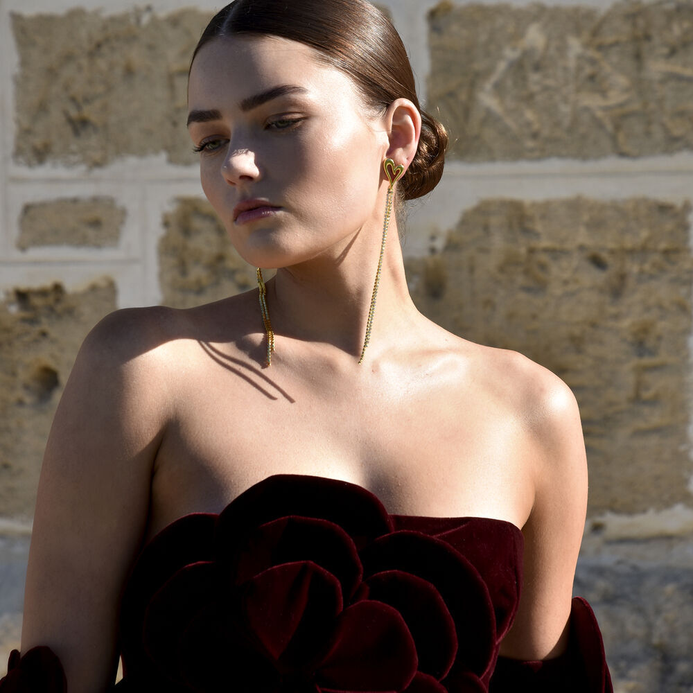 Culturesse Lucian Gold Heart String Earrings