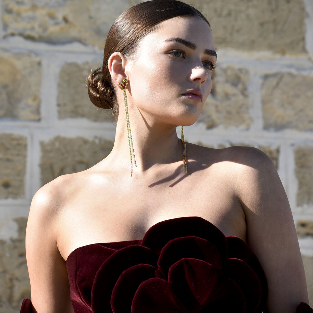 Culturesse Lucian Gold Heart String Earrings