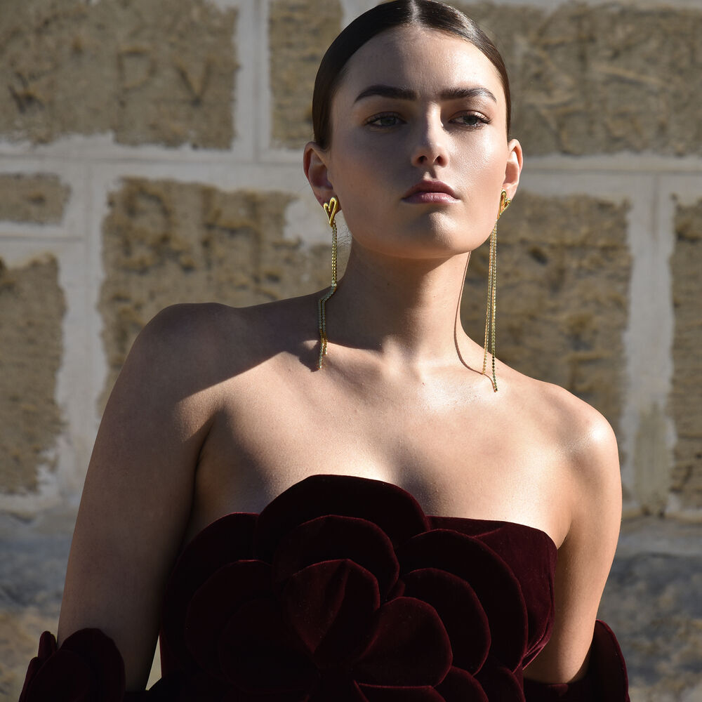 Culturesse Lucian Gold Heart String Earrings