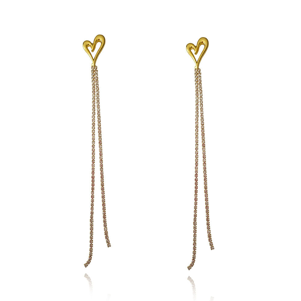 Culturesse Lucian Gold Heart String Earrings