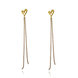 Culturesse Lucian Gold Heart String Earrings