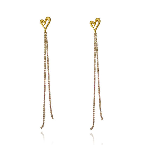 Culturesse Lucian Gold Heart String Earrings