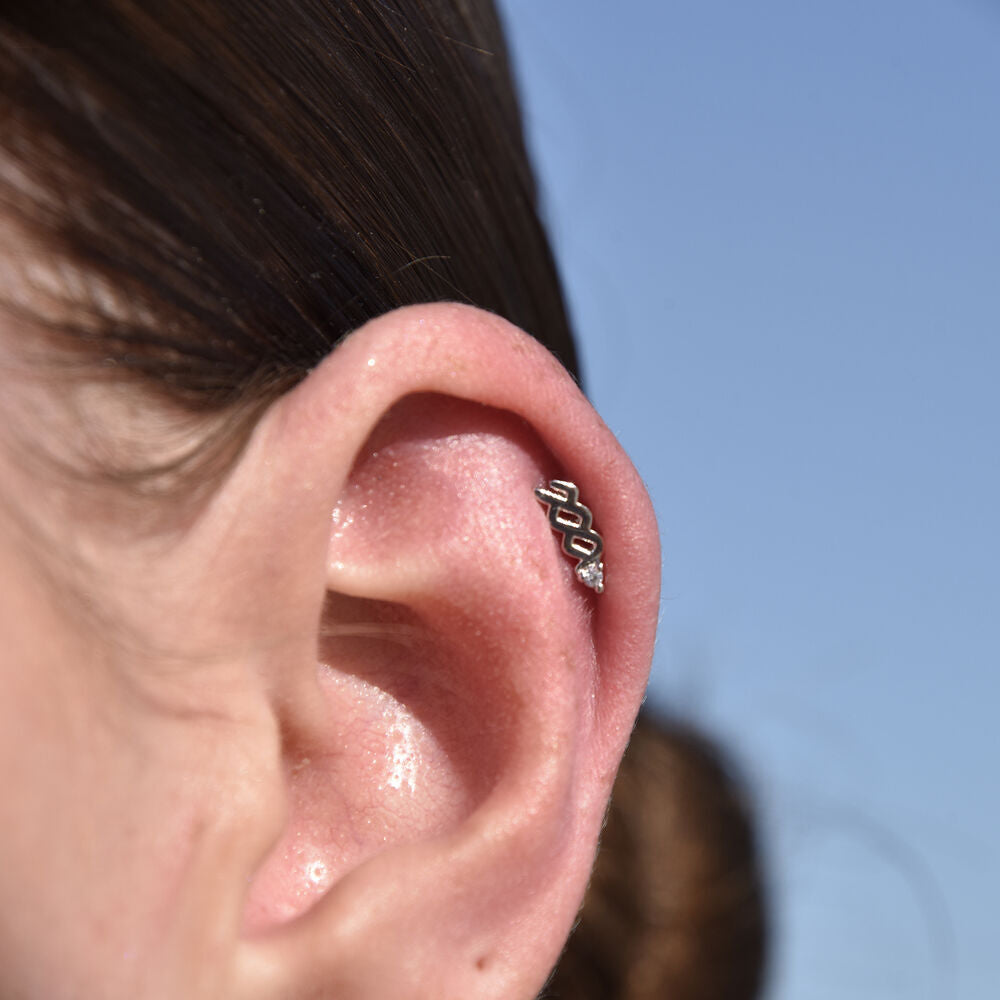 Culturesse Aquarius Helix Screw Back Earring (Silver Single Piece)