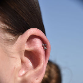 Culturesse Aries Helix Screw Back Earring (Silver Single Piece)