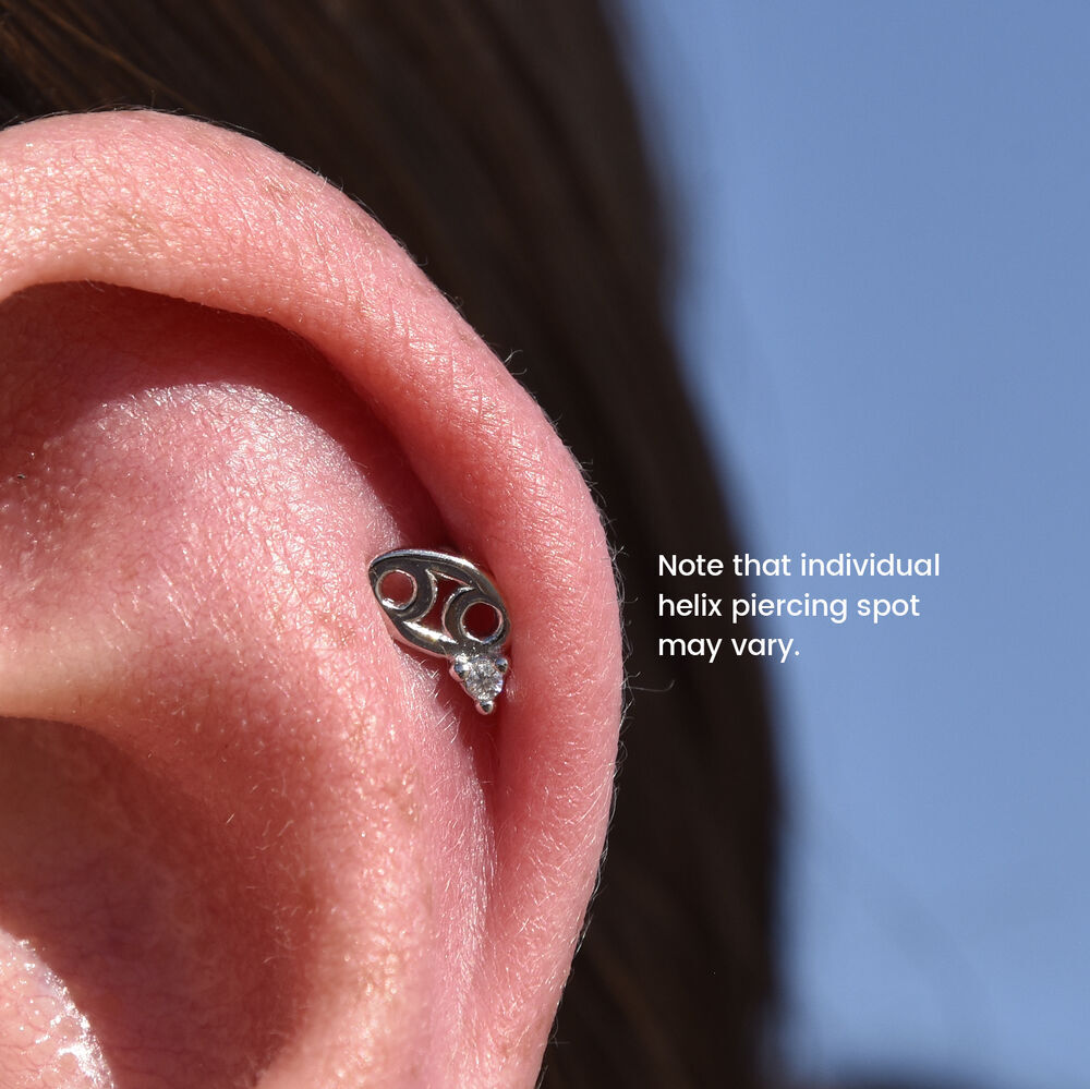 Culturesse Cancer Helix Screw Back Earring (Silver Single Piece)