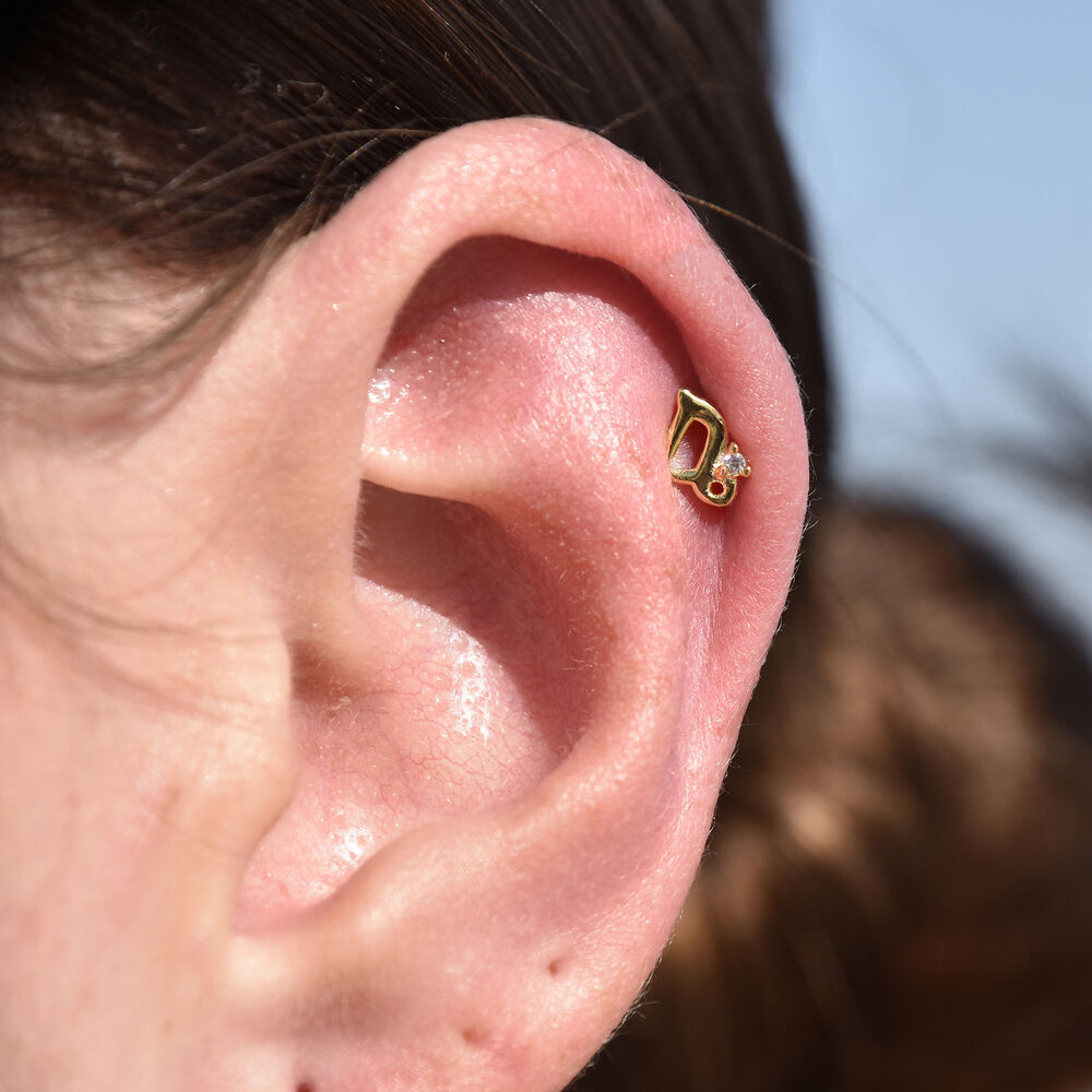 Culturesse Capricorn Helix Screw Back Earring (Gold Single Piece)