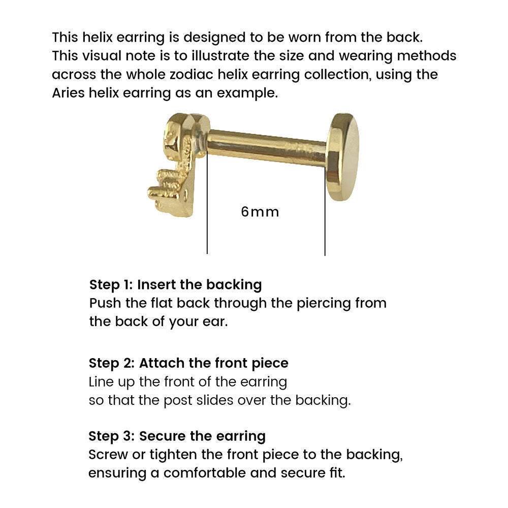 Culturesse Capricorn Helix Screw Back Earring (Gold Single Piece)