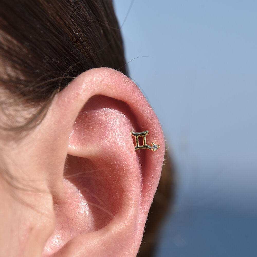 Culturesse Gemini Helix Screw Back Earring (Gold Single Piece)