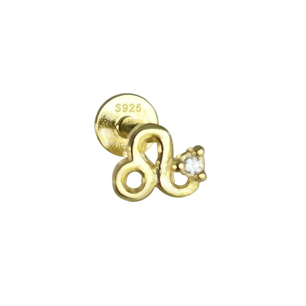 Culturesse Leo Zodiac Helix Screw Back Earring (Gold Single Piece)