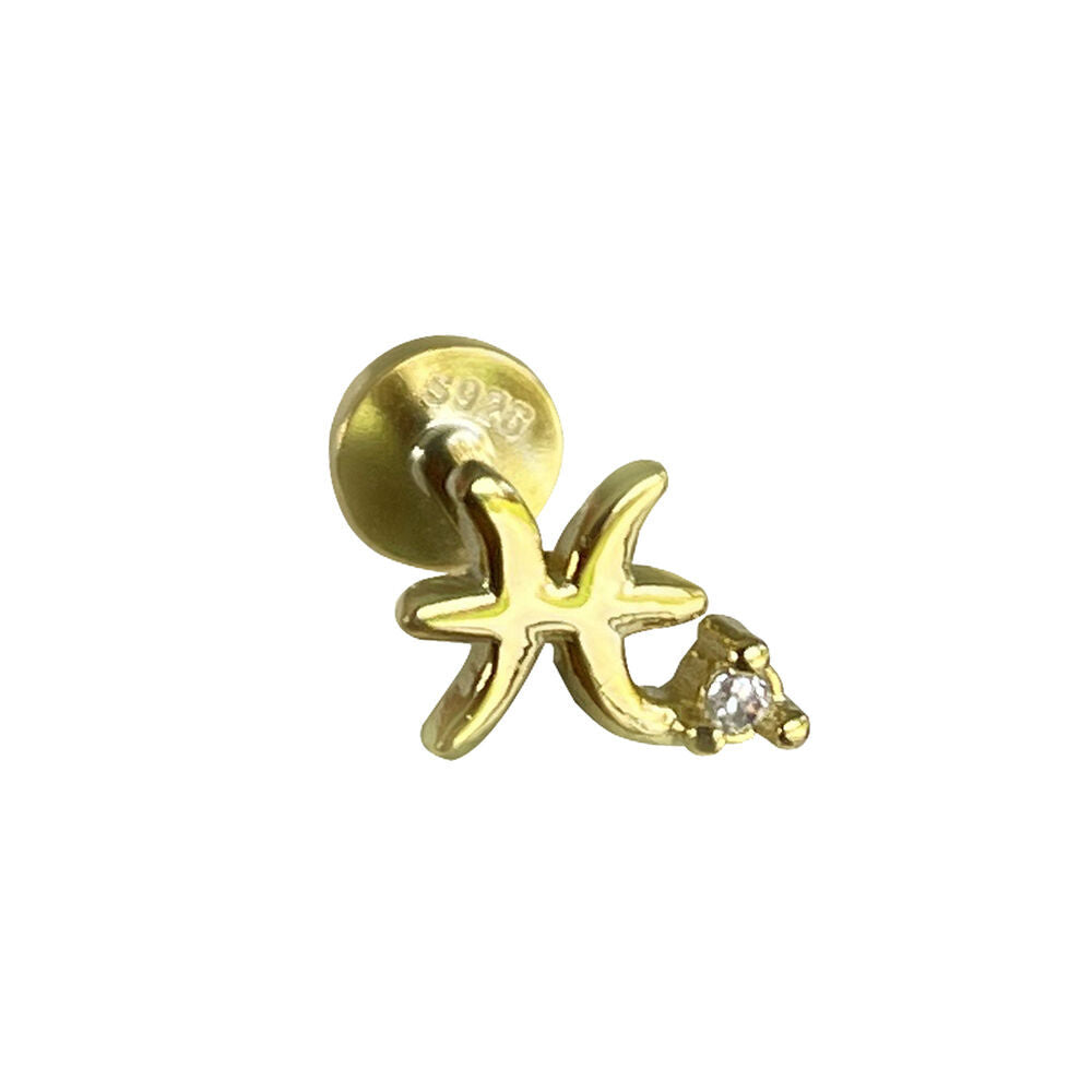 Culturesse Pisces Helix Screw Back Earring (Gold Single Piece)