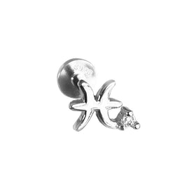Culturesse Pisces Helix Screw Back Earring (Silver Single Piece)