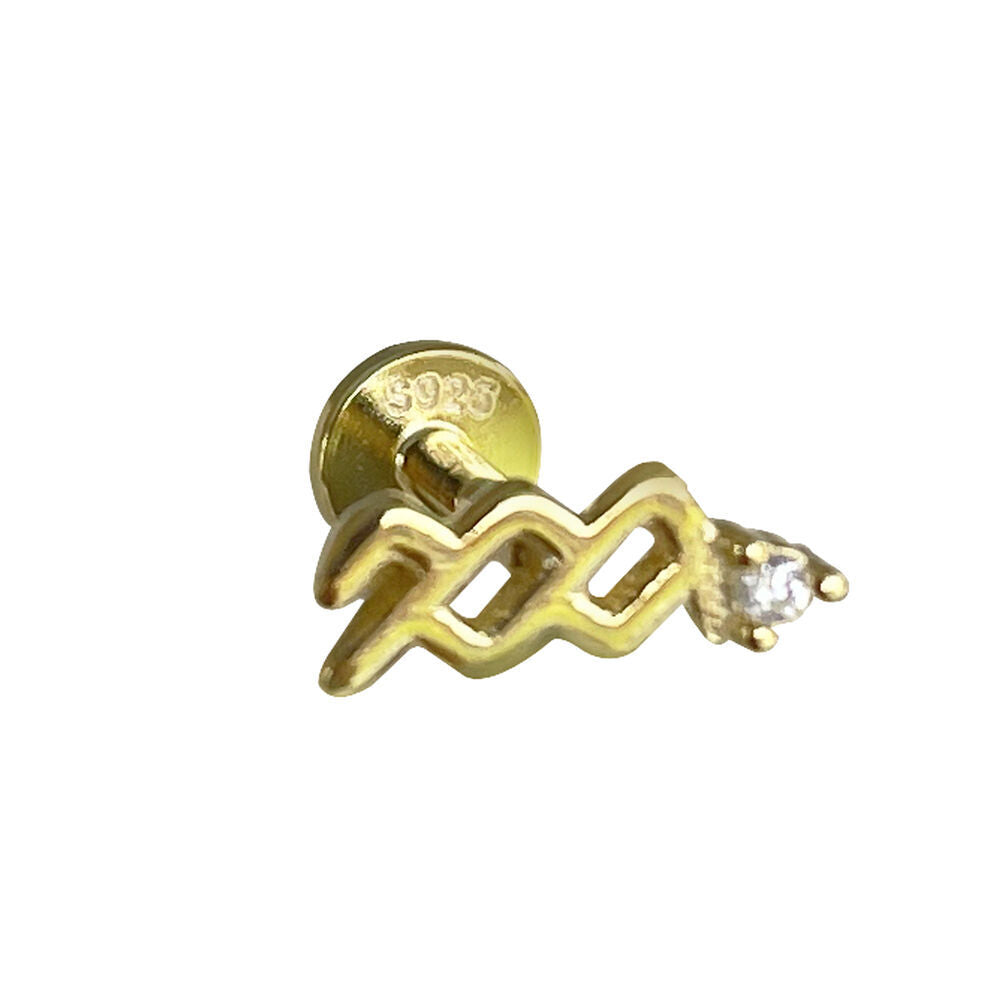 Culturesse Aquarius Zodiac Helix Screw Back Earring (Gold Single Piece)
