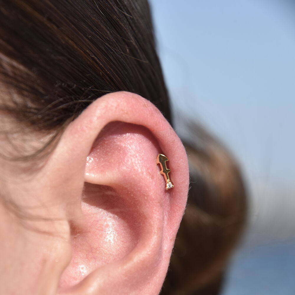 Culturesse Sagittarius Helix Screw Back Earring (Gold Single Piece)