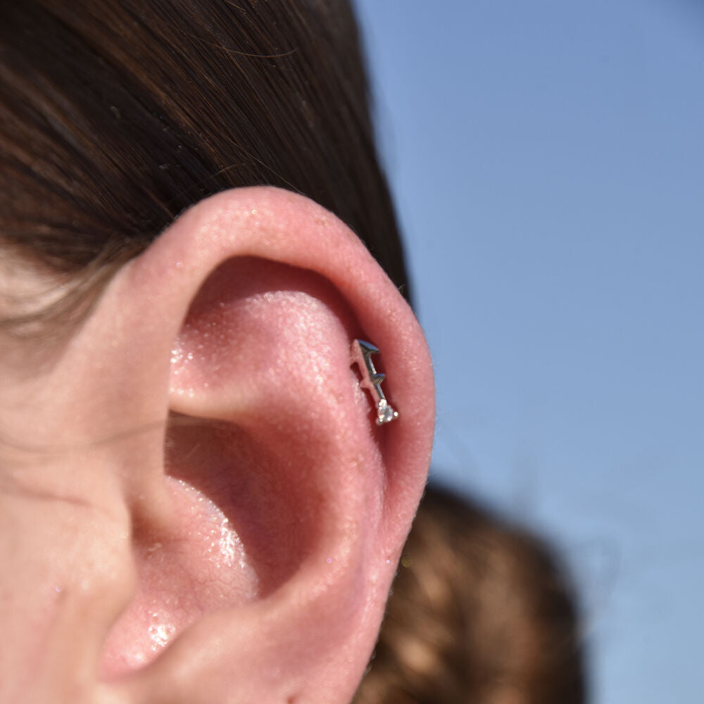 Culturesse Sagittarius Helix Screw Back Earring (Silver Single Piece)