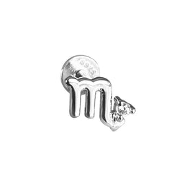 Culturesse Scorpio Zodiac Helix Screw Back Earring (Silver Single Piece)