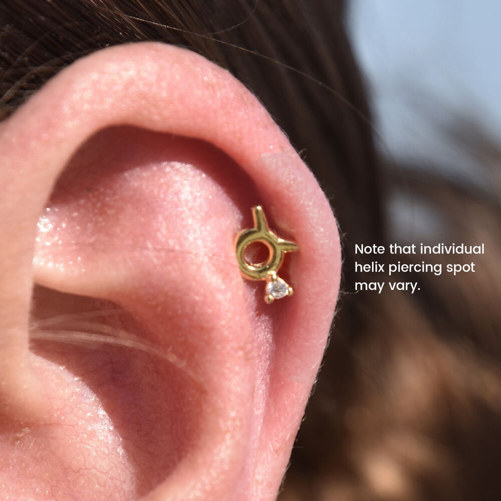 Culturesse Taurus Helix Screw Back Earring (Gold Single Piece)