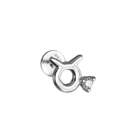 Culturesse Taurus Helix Screw Back Earring (Silver Single Piece)