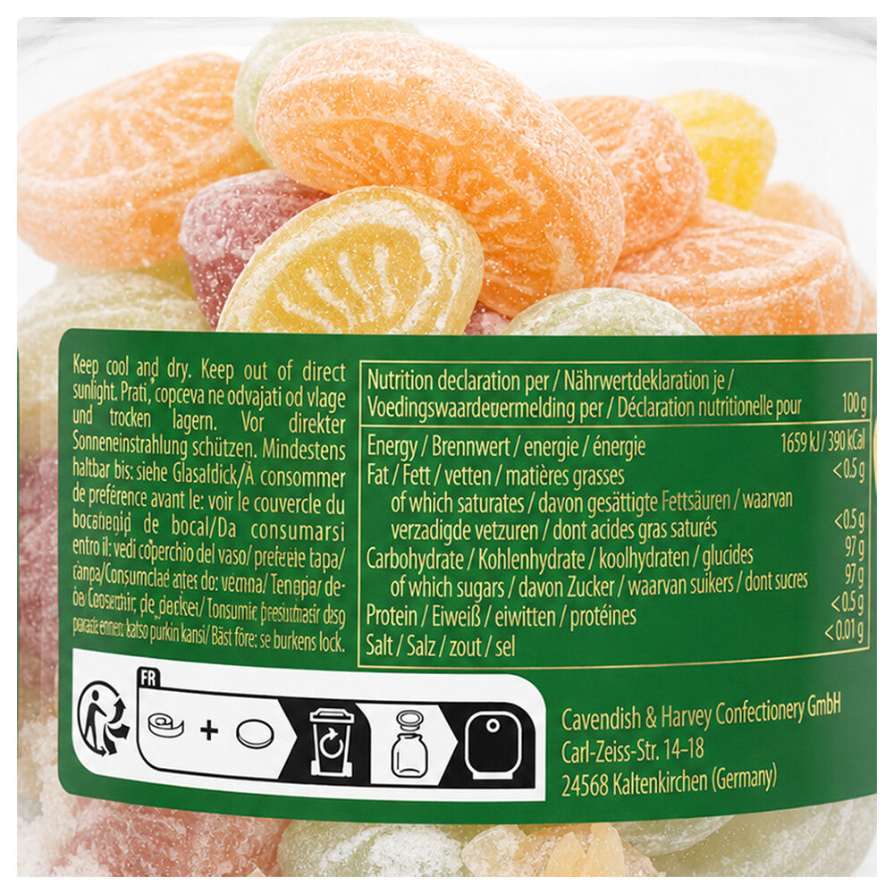 Cavendish & Harvey Fruit Candy Jar 300g Gluten Free Vegan Halal Kosher Sweets