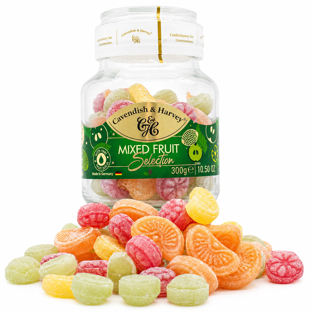 Cavendish & Harvey Fruit Candy Jar 300g Gluten Free Vegan Halal Kosher Sweets