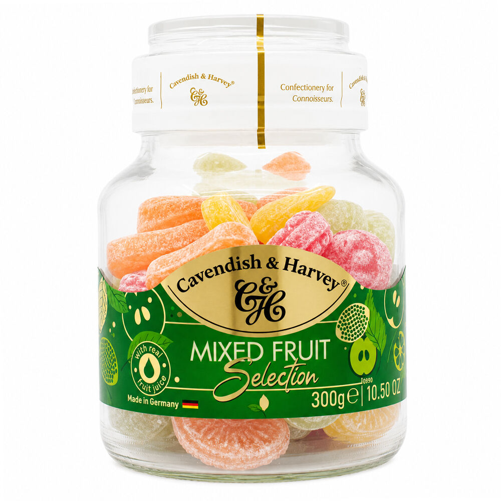 Cavendish & Harvey Fruit Candy Jar 300g Gluten Free Vegan Halal Kosher Sweets