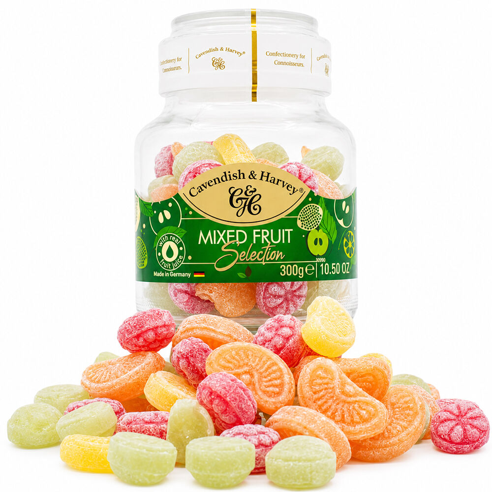 Cavendish & Harvey Fruit Candy Jar 300g Gluten Free Vegan Halal Kosher Sweets
