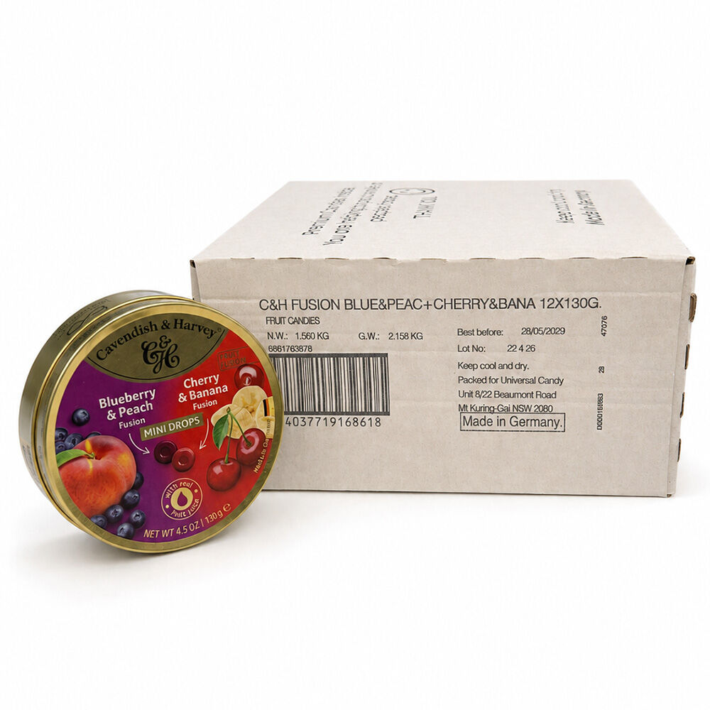 Cavendish & Harvey Mini Drops Blueberry Peach Cherry Banana 130g 12 Pack