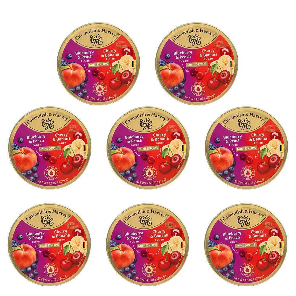 Cavendish & Harvey Mini Drops Blueberry Peach Cherry Banana 130g 8 Pack