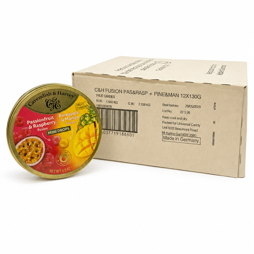 Cavendish & Harvey Mini Drops Passionfruit Pineapple Mango 130g 12 Pack