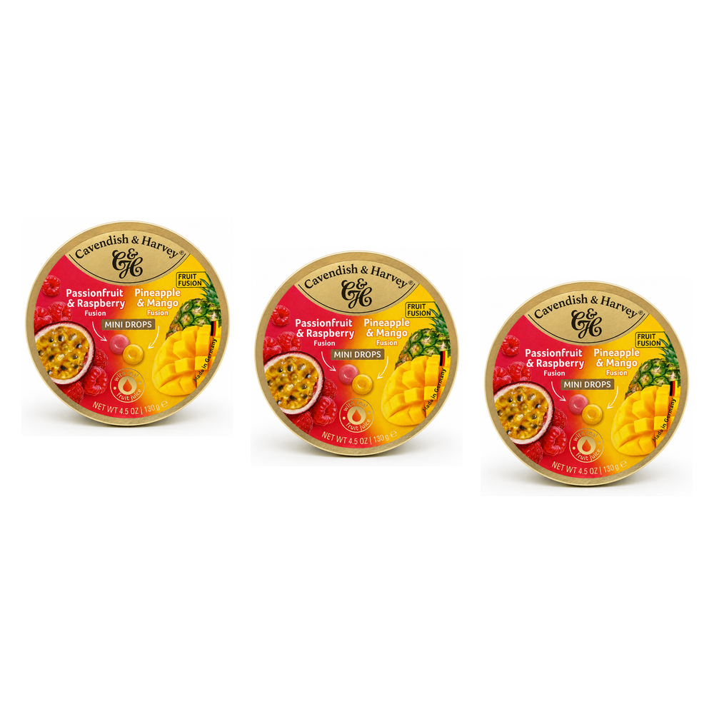 Cavendish & Harvey Mini Drops Passionfruit Pineapple Mango 130g 3 Pack