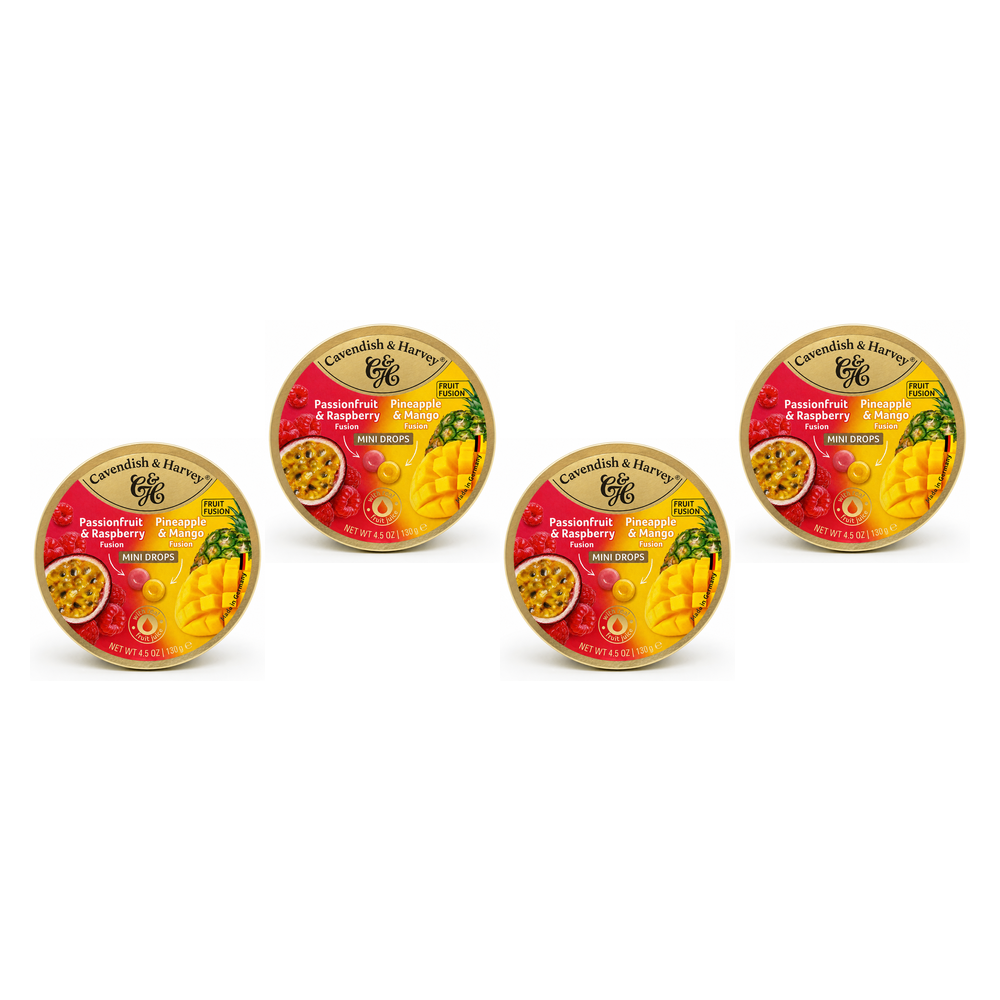 Cavendish & Harvey Mini Drops Passionfruit Pineapple Mango 130g 4 Pack