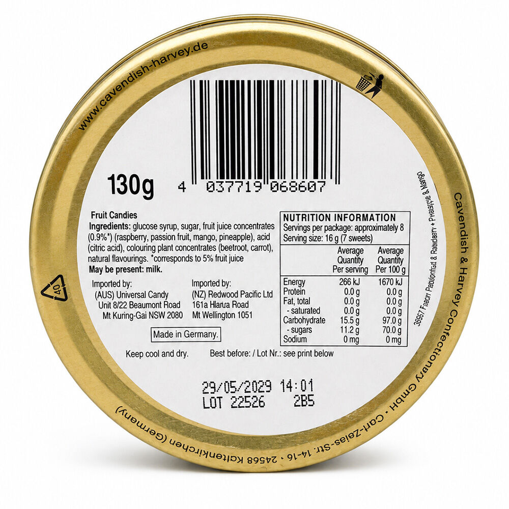 Cavendish & Harvey Mini Drops Passionfruit Pineapple Mango 130g 5 Pack