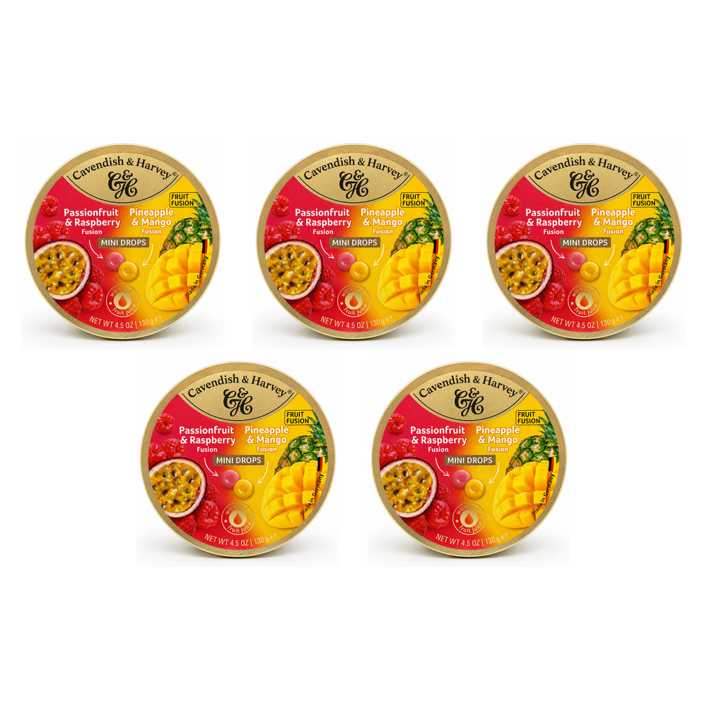Cavendish & Harvey Mini Drops Passionfruit Pineapple Mango 130g 5 Pack