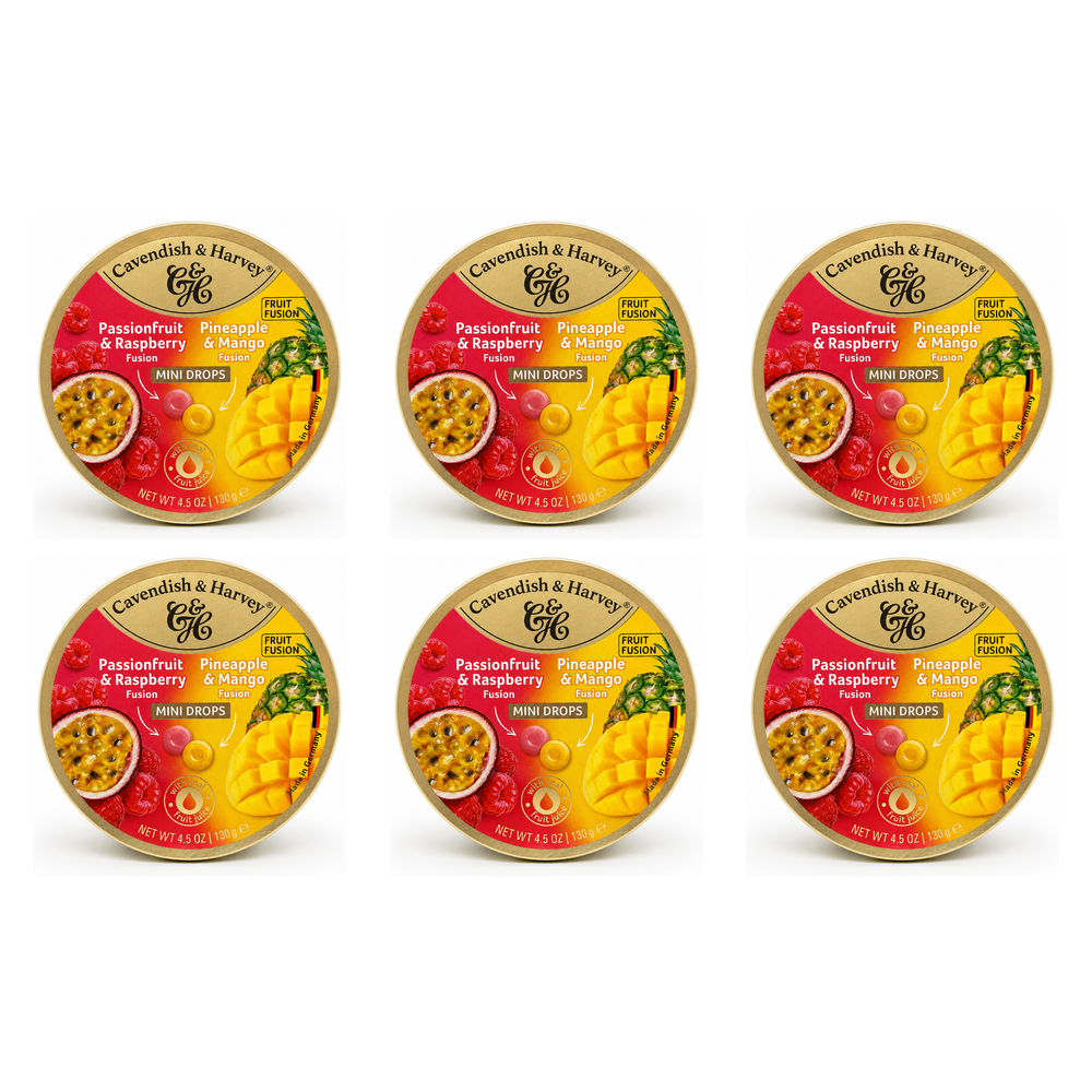 Cavendish & Harvey Mini Drops Passionfruit Pineapple Mango 130g 6 Pack