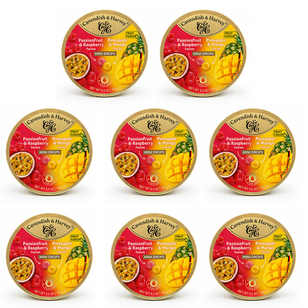 Cavendish & Harvey Mini Drops Passionfruit Pineapple Mango 130g 8 Pack