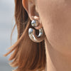 Culturesse Adair Chunky C Hoop Earrings (Silver)
