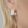 Culturesse Zoie Artsy Cube Huggie Earrings (Silver)