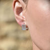 Culturesse Zoie Artsy Cube Huggie Earrings (Silver)