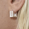 Culturesse Zoie Artsy Cube Huggie Earrings (Silver)