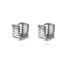 Culturesse Zoie Artsy Cube Huggie Earrings (Silver)
