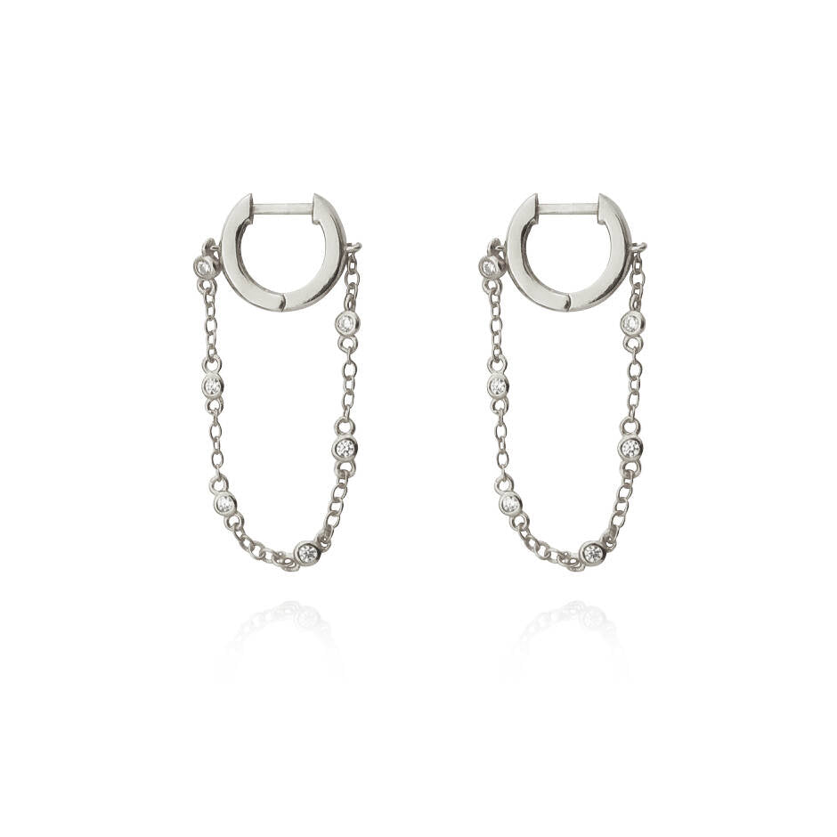 Culturesse Madigan Silver Chain Drop Earrings