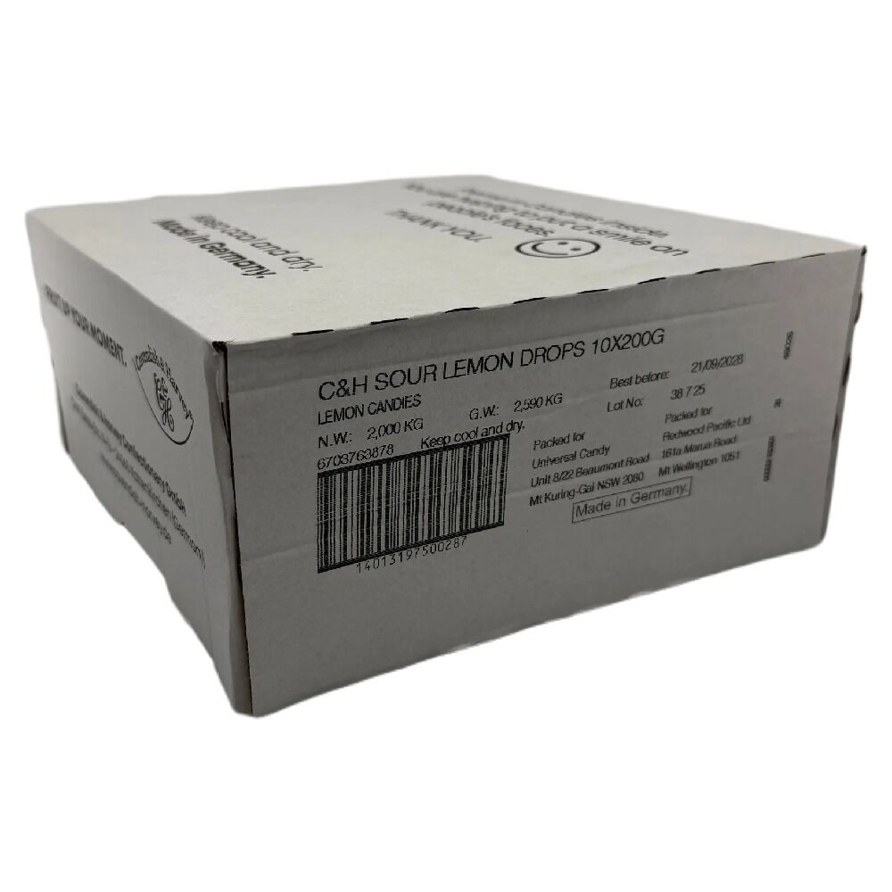 Cavendish & Harvey Sour Lemon Drops 200g Tin Sweets Fruit Candy Lollies x 10