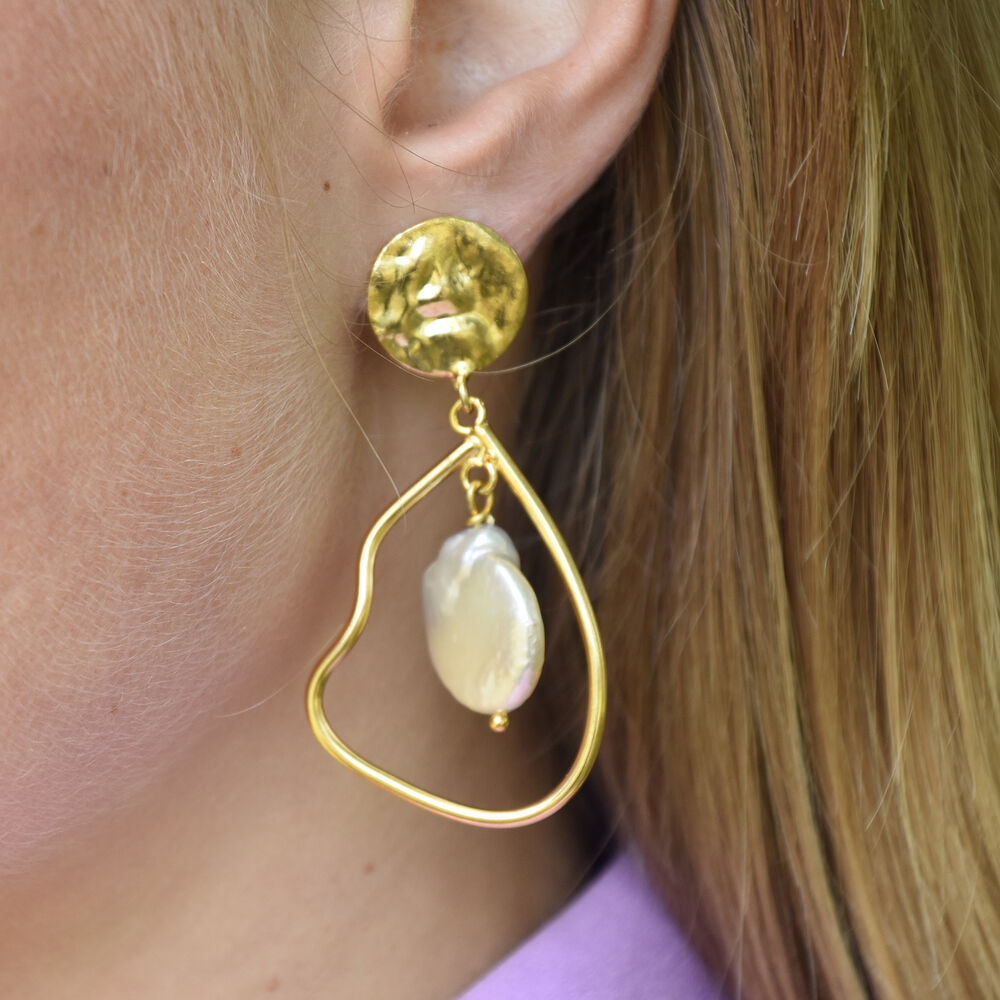 Culturesse Celestia 24K Artisan Pearl Dangle Earrings