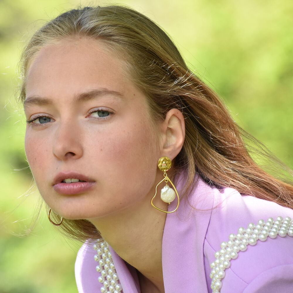 Culturesse Celestia 24K Artisan Pearl Dangle Earrings