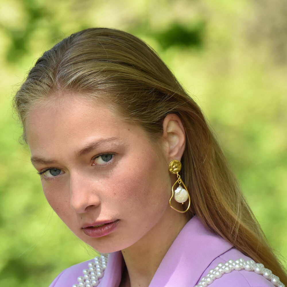 Culturesse Celestia 24K Artisan Pearl Dangle Earrings
